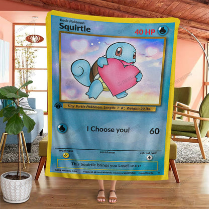 Anime Squirtle I Choose You Custom Soft Blanket