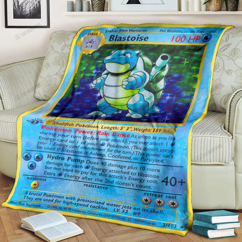 Anime Blastoise First Edition Custom Soft Blanket