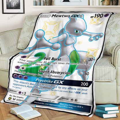 Anime Mewtwo Shining Legends Custom Soft Blanket