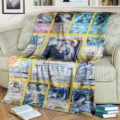 Anime Lugia Cards Version 2 Custom Soft Blanket