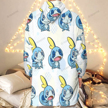 Anime Pkm Sobble Custom Fleece Blanket Hoodie