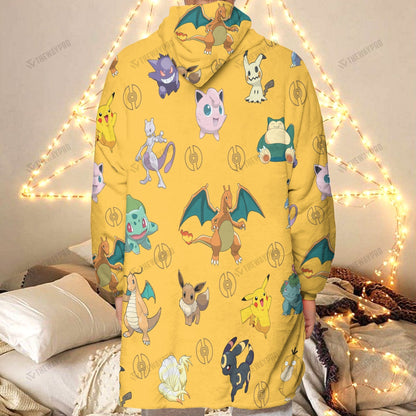 Anime Pkm Custom Fleece Blanket Hoodie