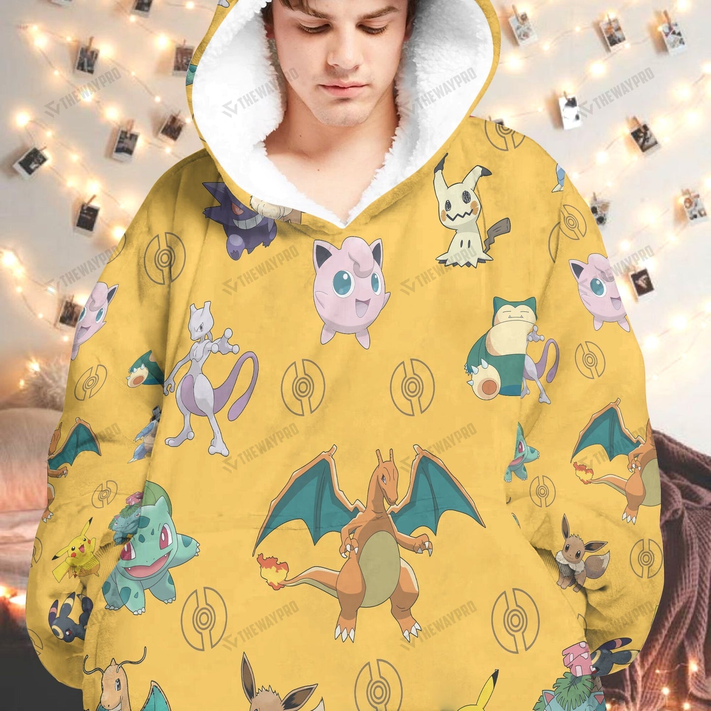 Anime Pkm Custom Fleece Blanket Hoodie