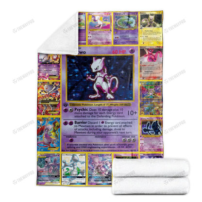 Anime Mewtwo Cards Custom Soft Blanket