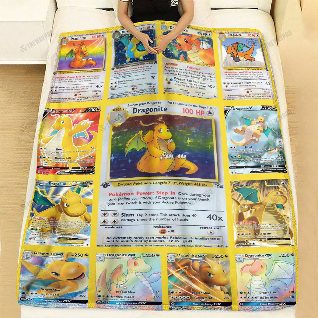 Anime Dragonite Cards Version 2 Custom Soft Blanket