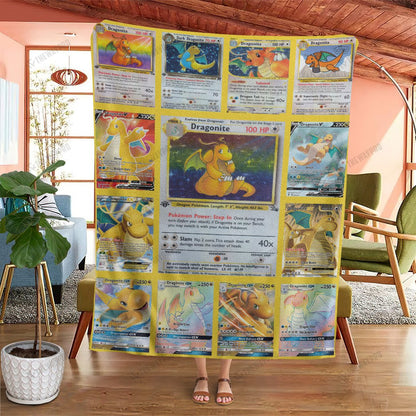 Anime Dragonite Cards Version 2 Custom Soft Blanket