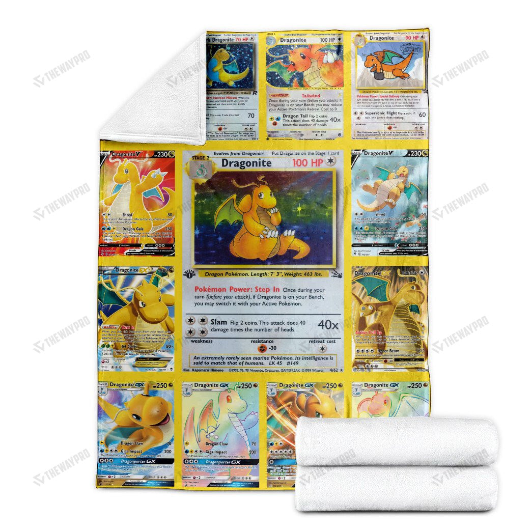 Anime Dragonite Cards Version 2 Custom Soft Blanket