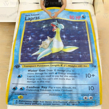 Anime Lapras Holo 1st Edition Custom Soft Blanket