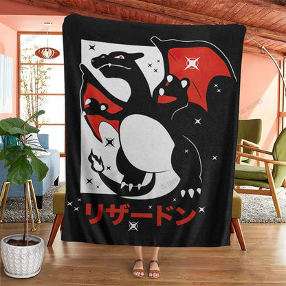 Anime Charizard Custom Soft Blanket
