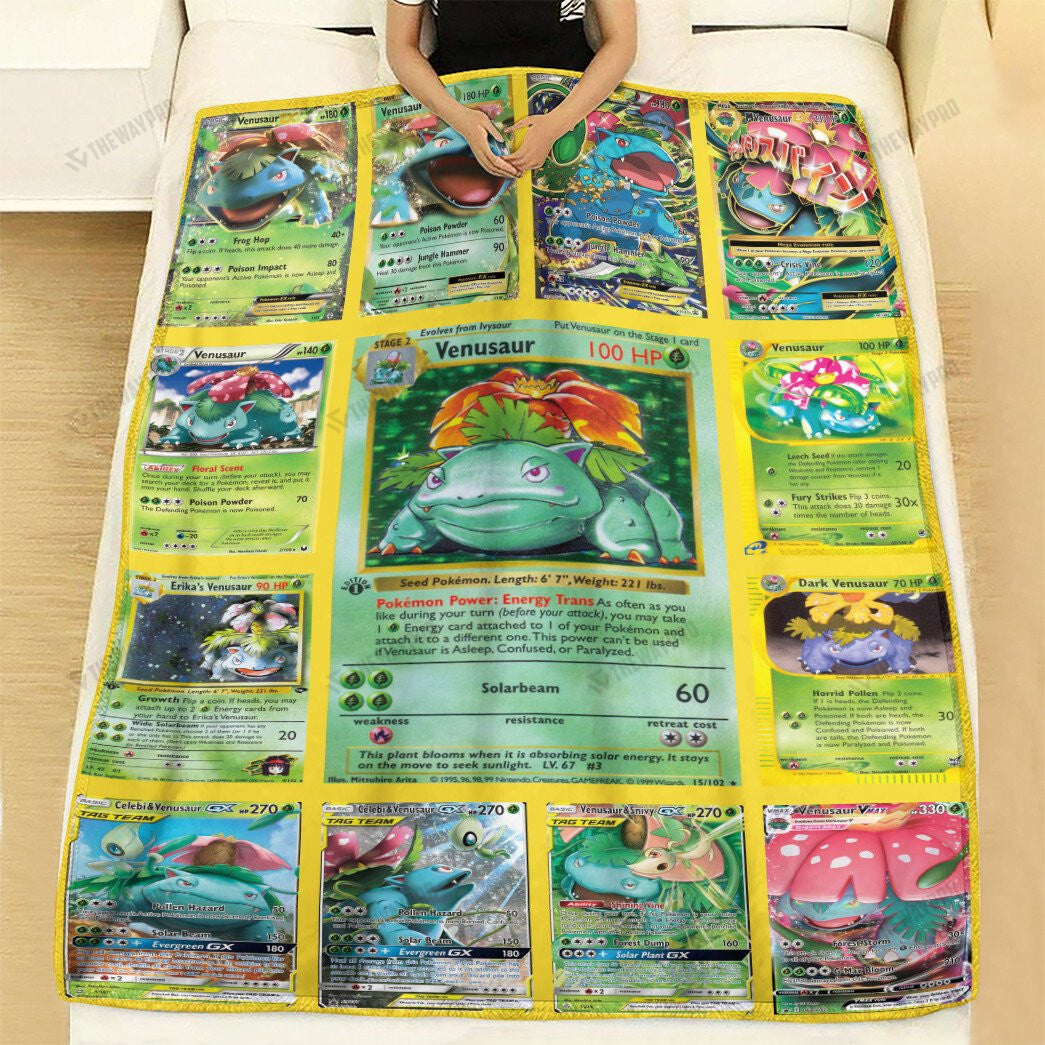 Anime Venusaur Cards Version 2 Custom Soft Blanket