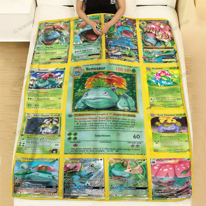Anime Venusaur Cards Version 2 Custom Soft Blanket