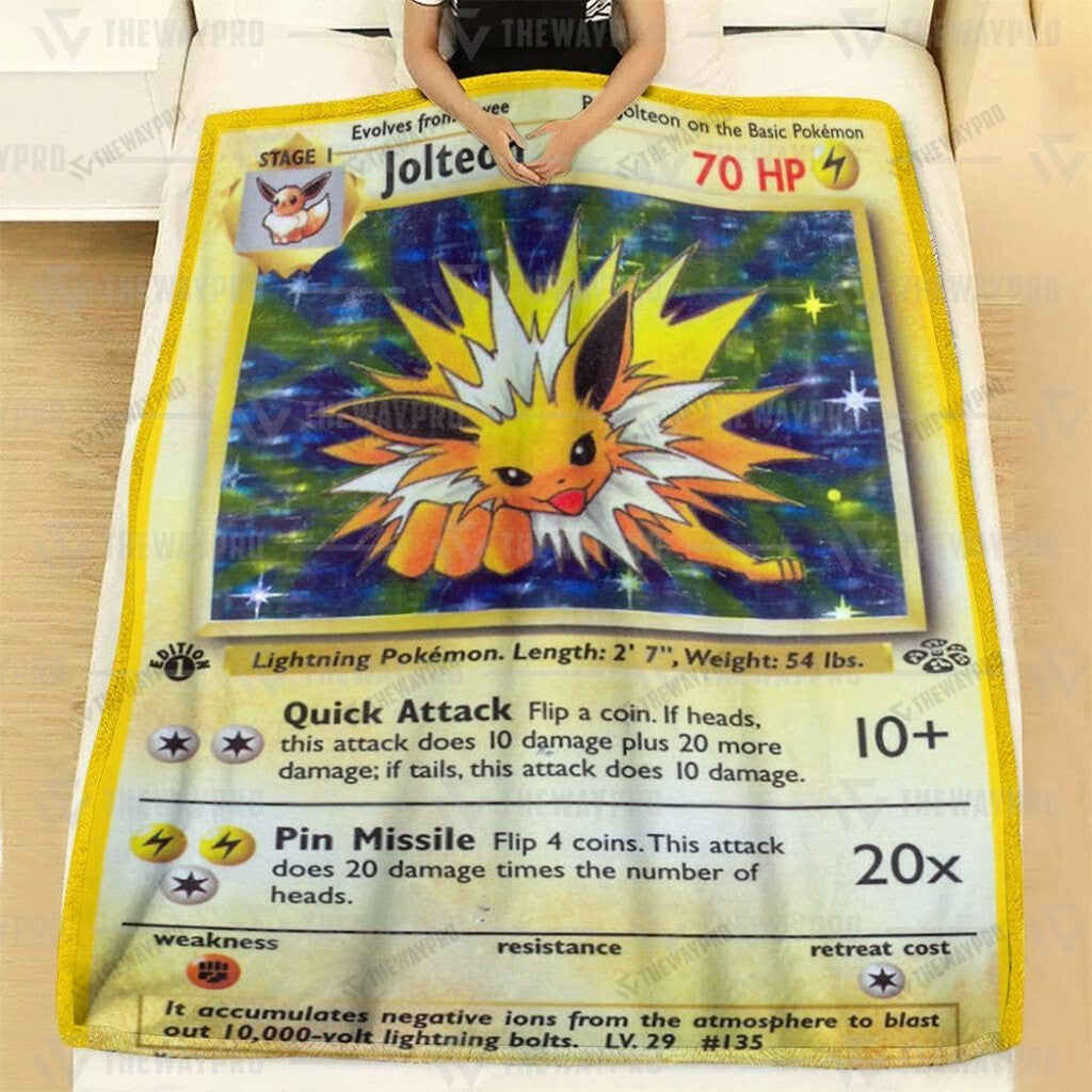 Anime Jolteon Holo 1st Edition Custom Soft Blanket