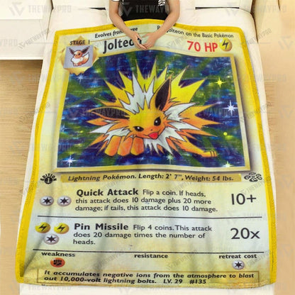 Anime Jolteon Holo 1st Edition Custom Soft Blanket