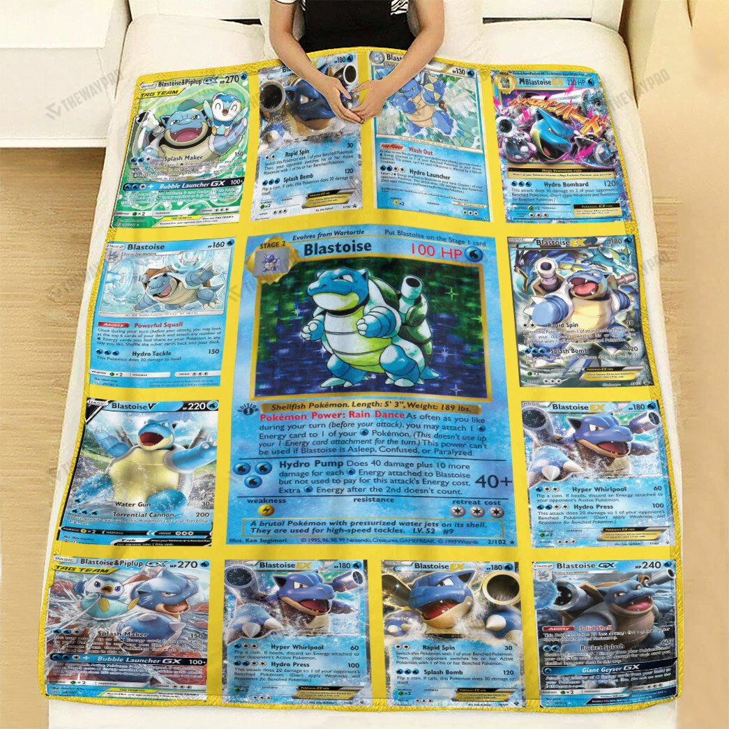 Anime Blastoise Cards Version 2 Custom Soft Blanket