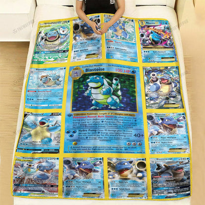 Anime Blastoise Cards Version 2 Custom Soft Blanket