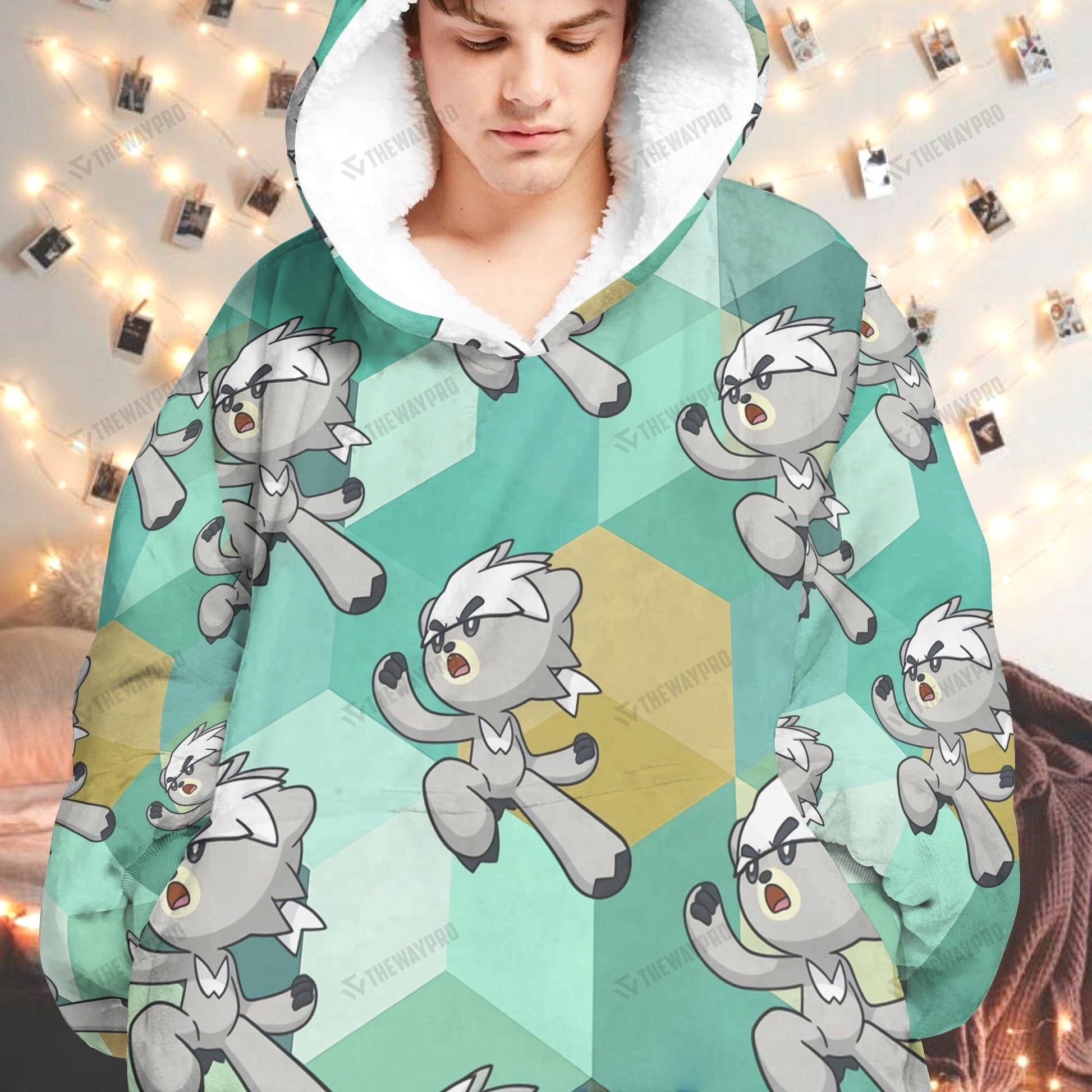 Anime Pkm Kubfu Custom Fleece Blanket Hoodie