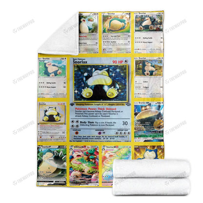 Anime Snorlax Cards Version 2 Custom Soft Blanket