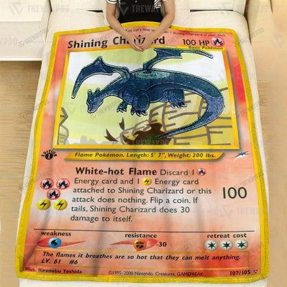 Anime Shining Charizard Neo Destiny Custom Soft Blanket