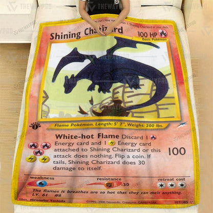 Anime Shining Charizard Custom Soft Blanket