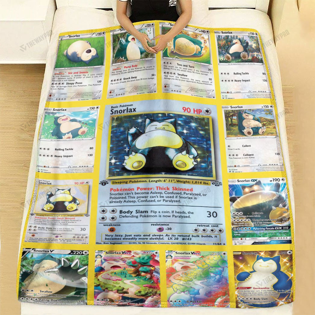 Anime Snorlax Cards Version 2 Custom Soft Blanket