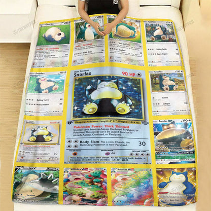 Anime Snorlax Cards Version 2 Custom Soft Blanket