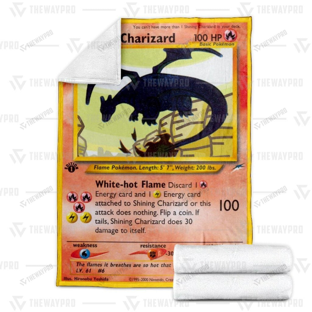 Anime Shining Charizard Custom Soft Blanket