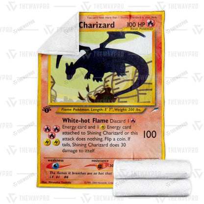 Anime Shining Charizard Custom Soft Blanket