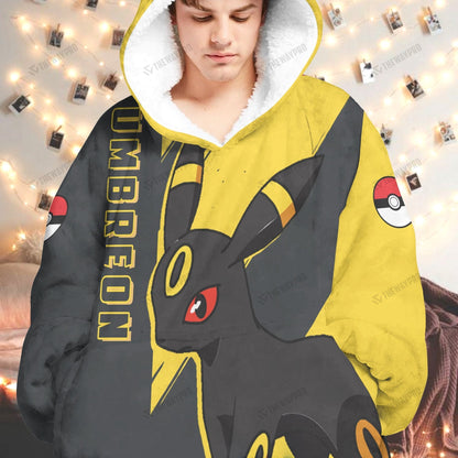 Anime Pkm Umbreon Custom Fleece Blanket Hoodie