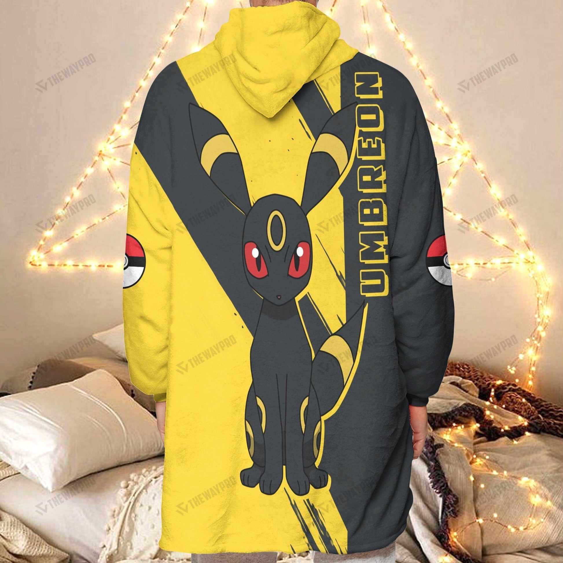 Anime Pkm Umbreon Custom Fleece Blanket Hoodie
