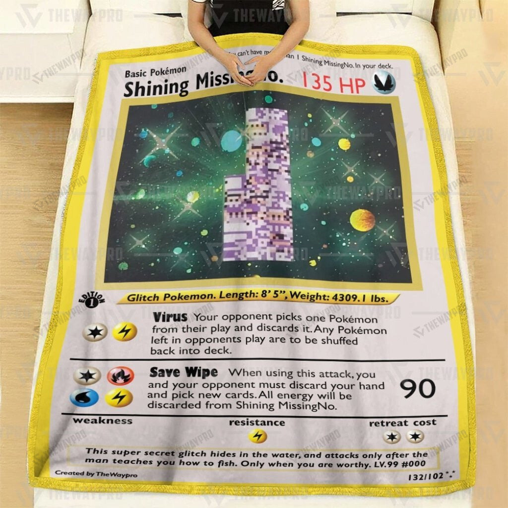 Anime 1st Edition MissingNo. Holo Rare Vintage Custom Soft Blanket