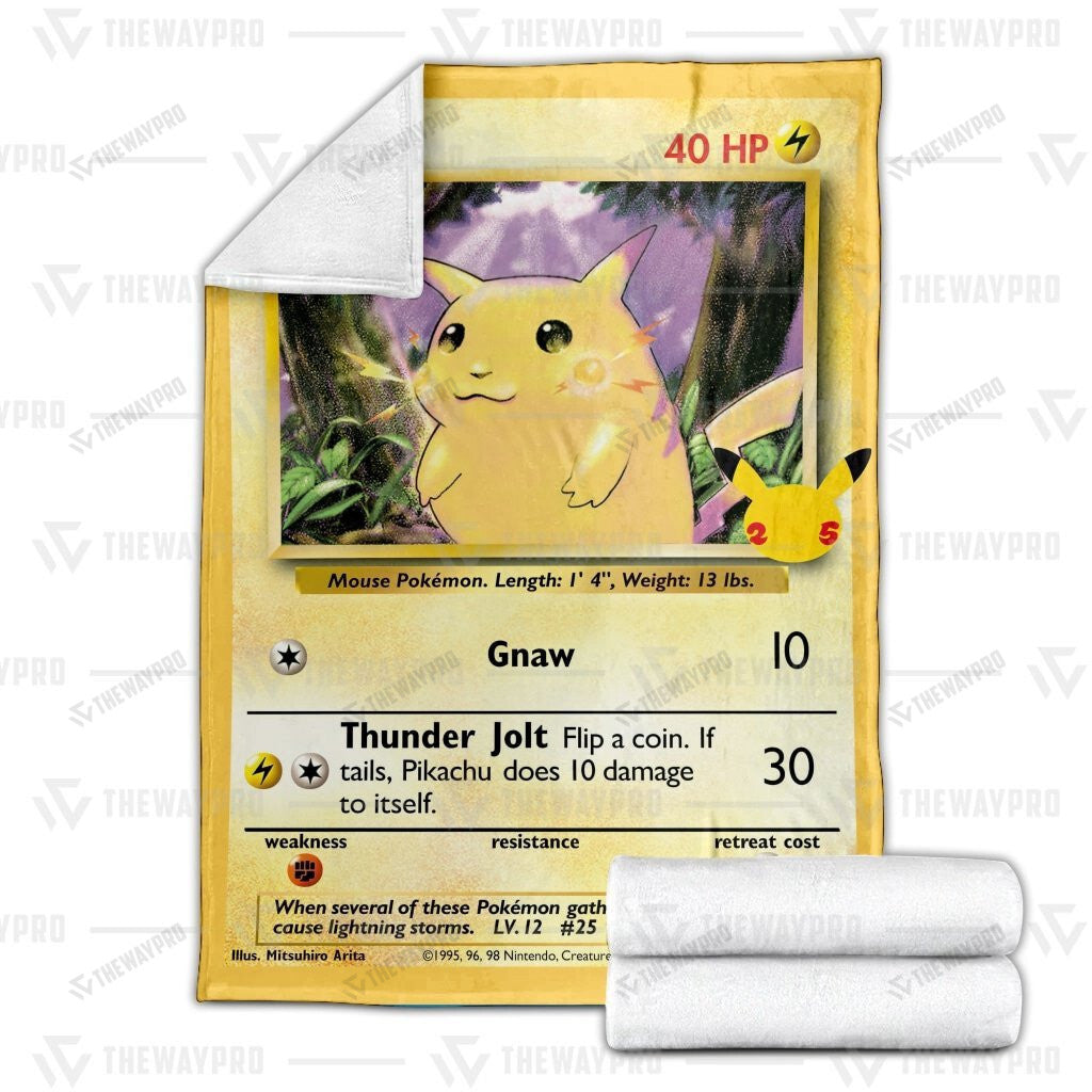 Pikachu Card Custom Soft Blanket