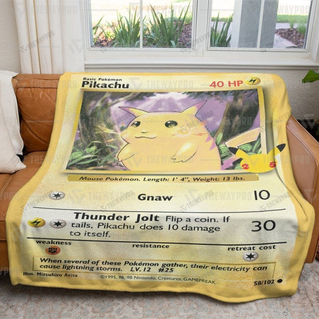 Pikachu Card Custom Soft Blanket