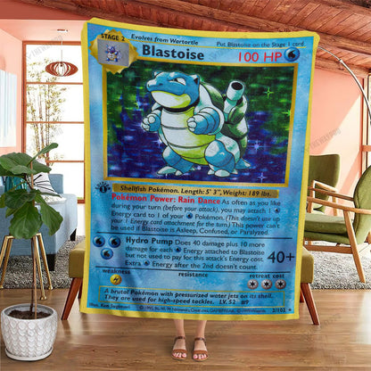 Anime Blastoise First Edition Custom Soft Blanket