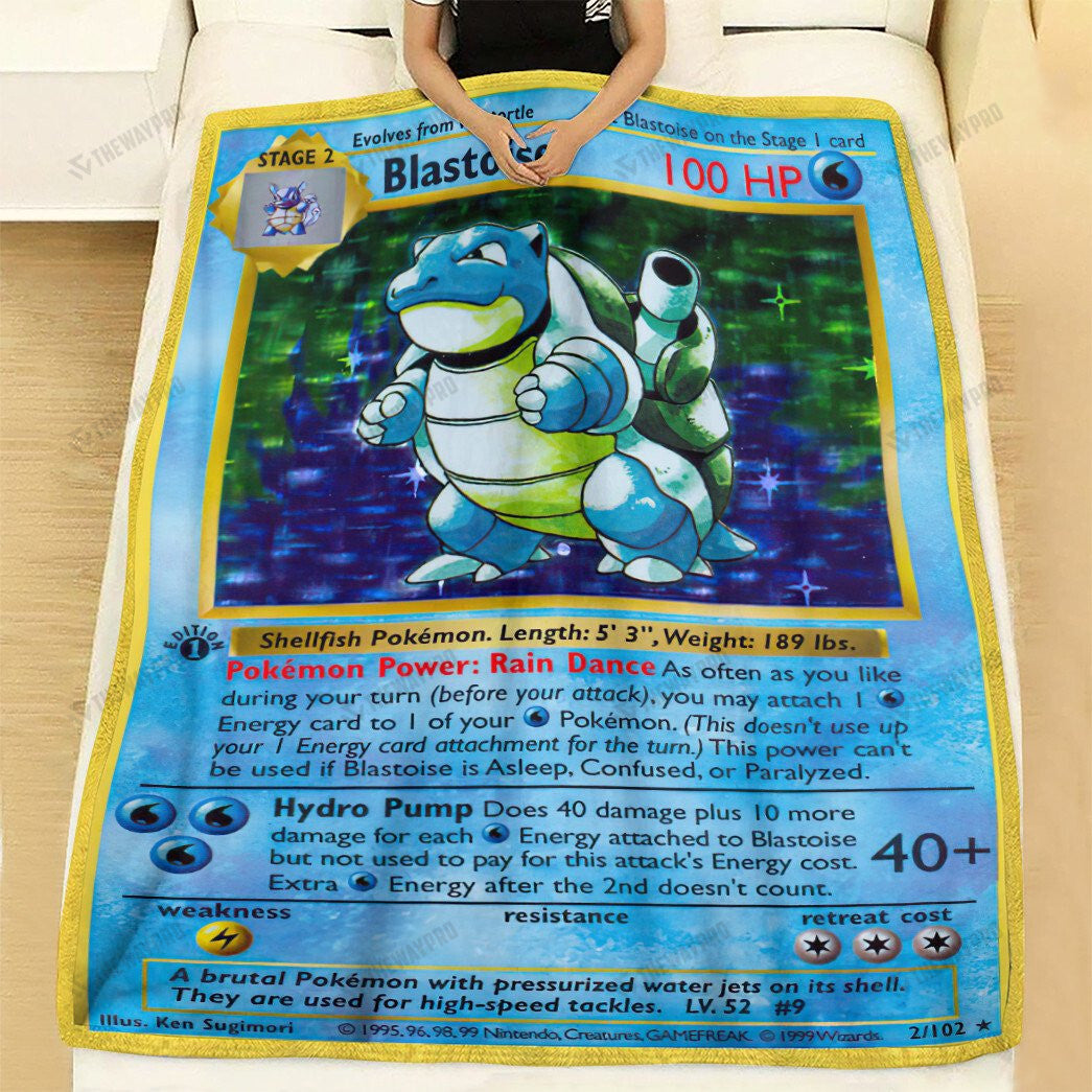 Anime Blastoise First Edition Custom Soft Blanket