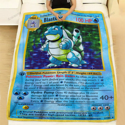 Anime Blastoise First Edition Custom Soft Blanket