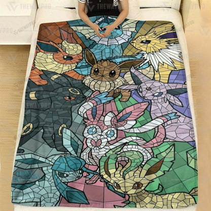 Anime Eevee and Evolutions Stain Glass Custom Soft Blanket