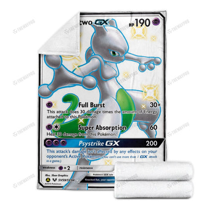 Anime Mewtwo Shining Legends Custom Soft Blanket