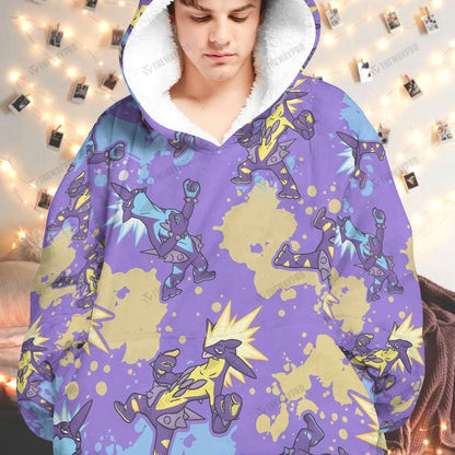 Anime Pkm Toxtricity Custom Fleece Blanket Hoodie