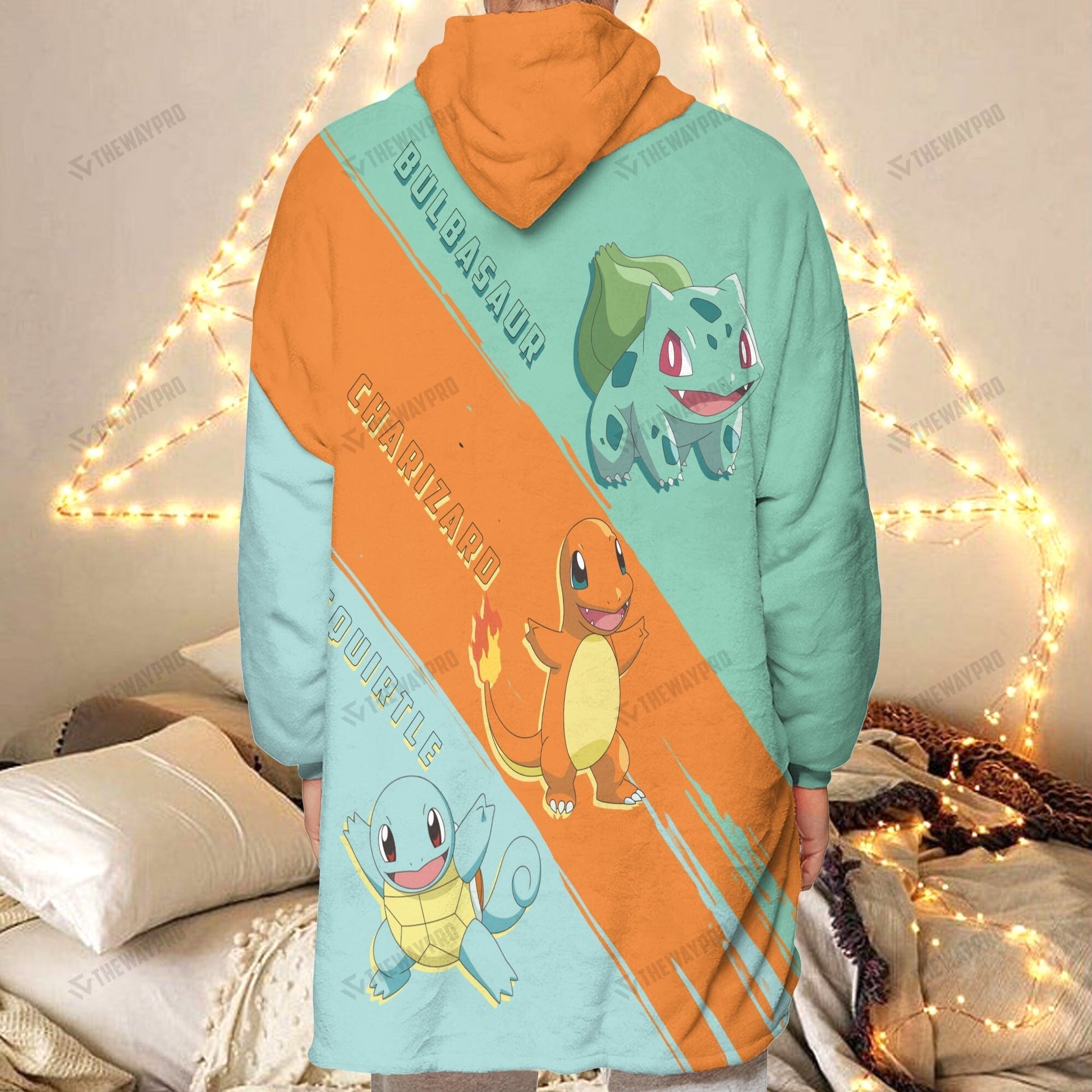 Anime Pkm Starter Custom Fleece Blanket Hoodie