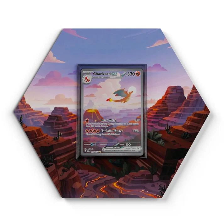 199/165 Charizard EX Pokémon Card Artwork Hexagon Display