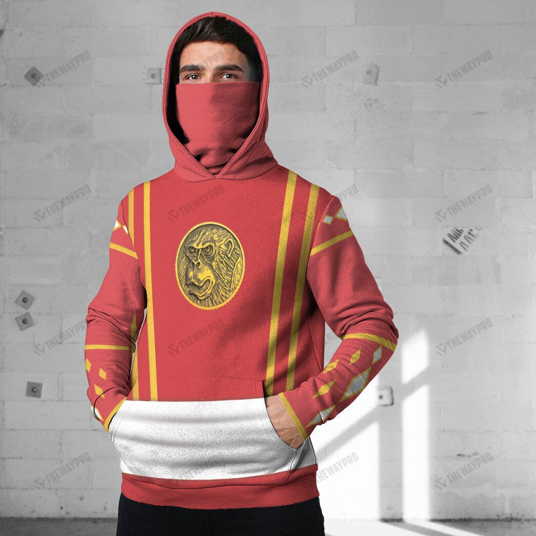 Mighty Morphin Ninjetti Red Ape Ranger Custom Snood Hoodie