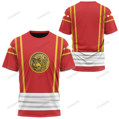 Mighty Morphin Power Ranger Ninja Rangers Red Ape Custom T-Shirt