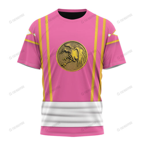 Mighty Morphin Power Ranger Ninja Rangers Pink Crane Custom T-Shirt
