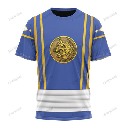 Mighty Morphin Power Ranger Ninja Rangers Blue Wolf Custom T-Shirt