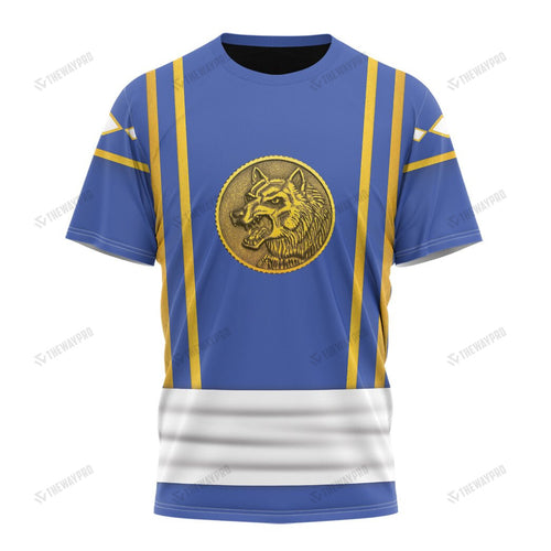 Mighty Morphin Power Ranger Ninja Rangers Blue Wolf Custom T-Shirt