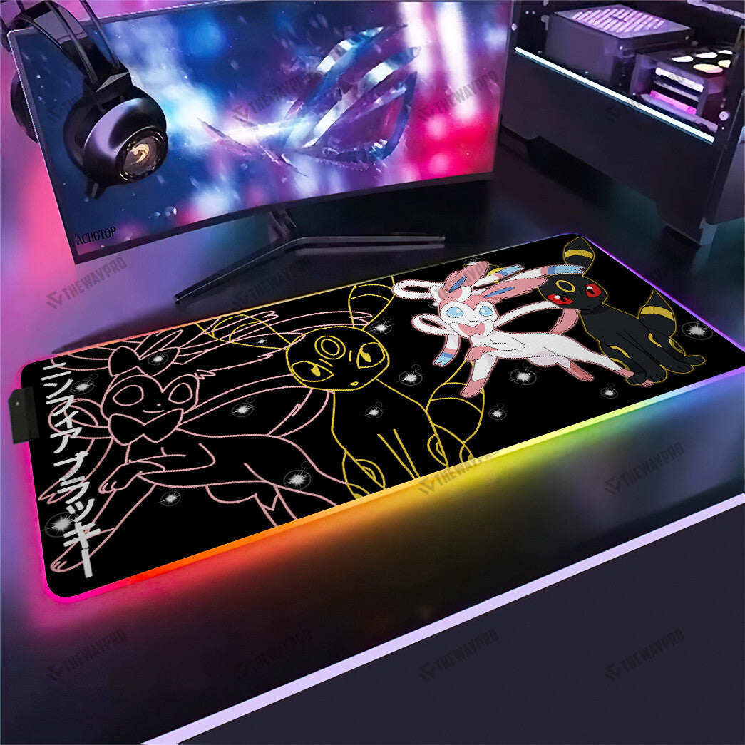 Sylveon And Umbreon Black Version Custom Led Mousepad