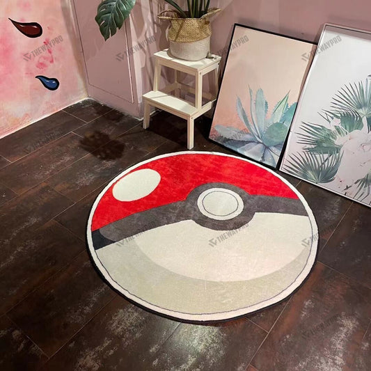 Poke Ball Custom Shape Rug