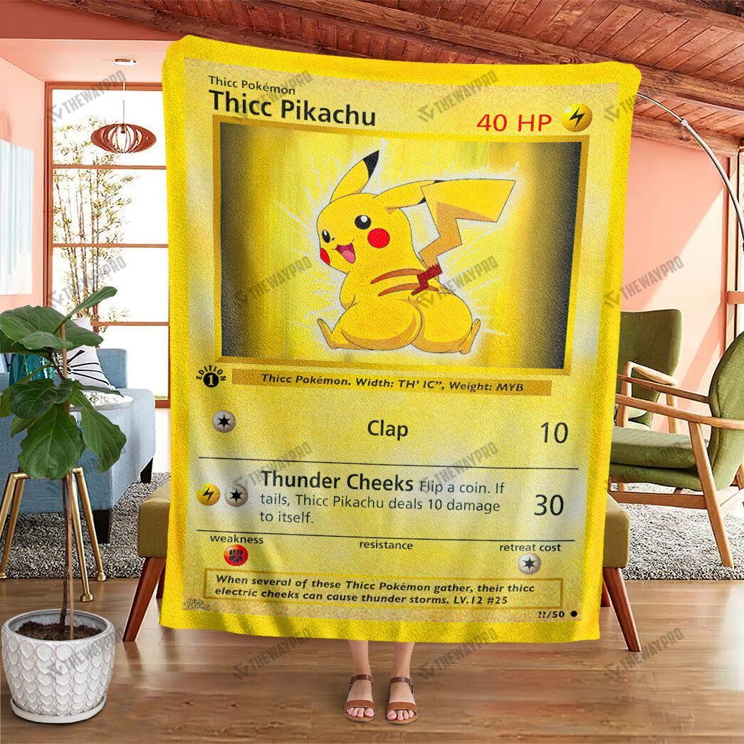 Anime Thicc Pikachu Custom Soft Blanket