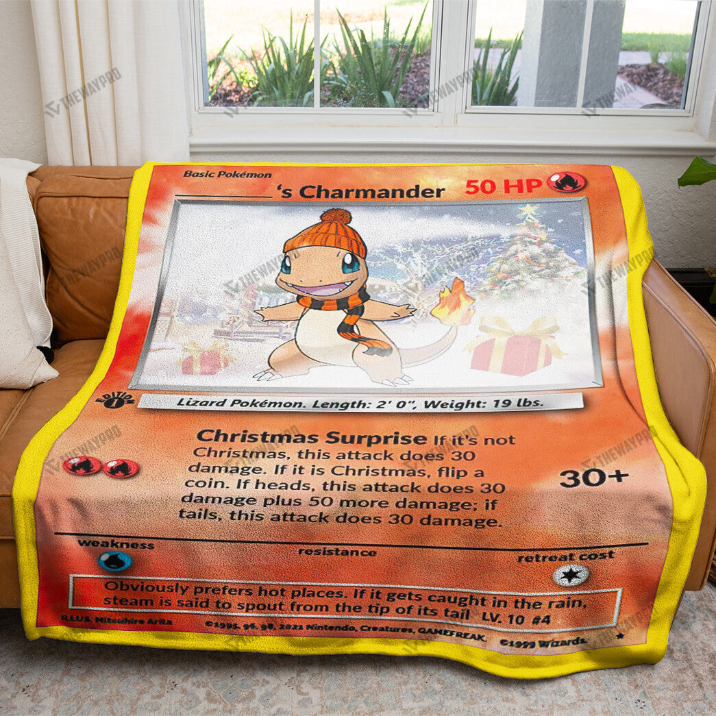 Christmas Charmander Custom Name Gift Soft Blanket