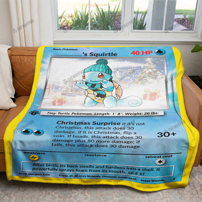 Christmas Squirtle Custom Name Gift Soft Blanket